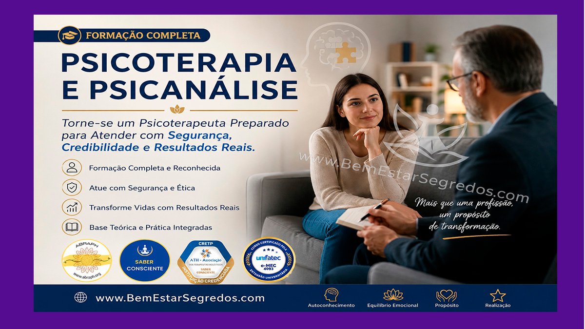 Psicoterapia e Psicanálise – Formação Completa: Torne-se um Psicoterapeuta Preparado para Atender com Segurança, Credibilidade e Resultados Reais
